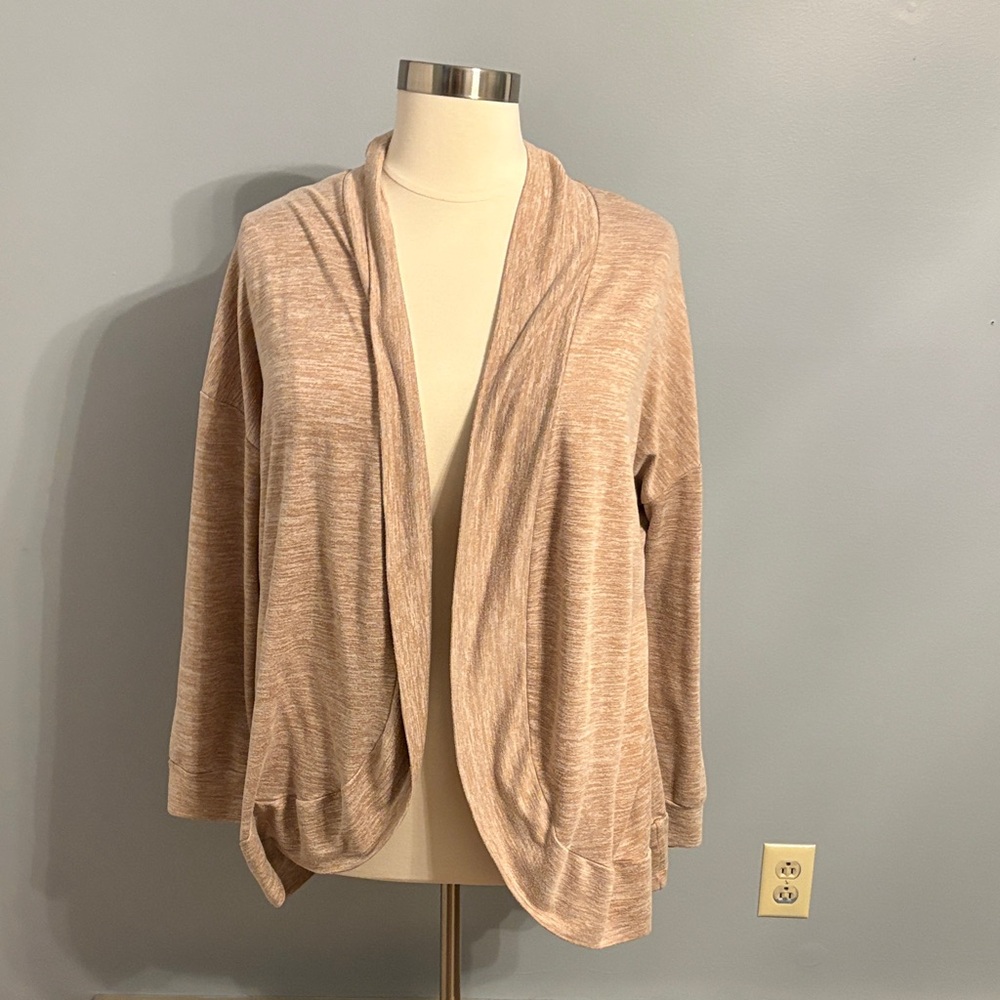 Livi Active Open-Front Drape Cardigan - Beige/Cream